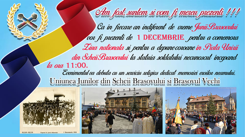 Ziua Națională a României alături de Junii Brașovului, în Piața Unirii
