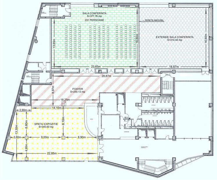 Planul centrului de conferințe - evenimente corporate